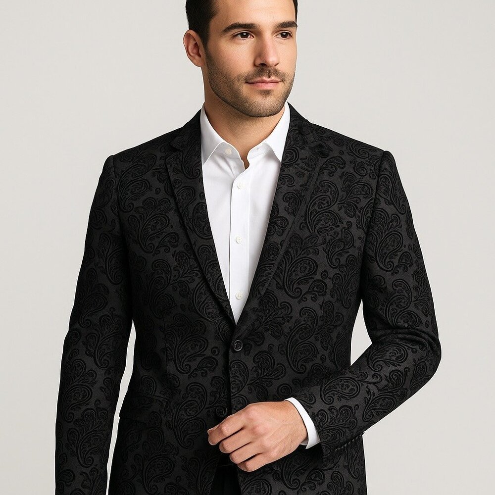 INC Black Paisley Slim-Fit Blazer XL - Formal, Party, Holiday, Wedding, Evening